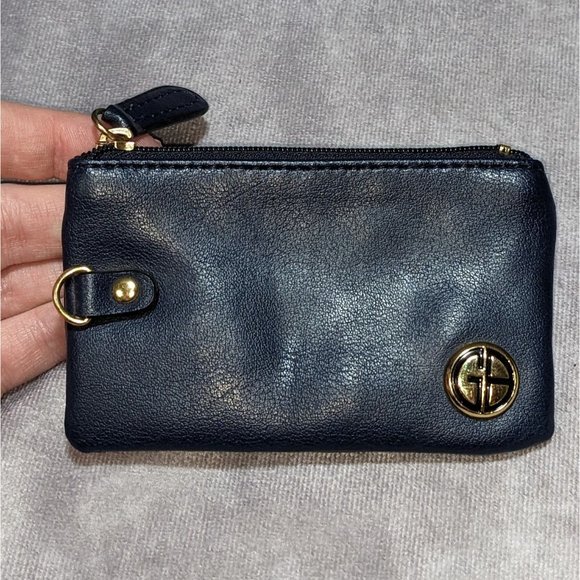 Giani Bernini Navy Mini Zip Pouch - Picture 2 of 4